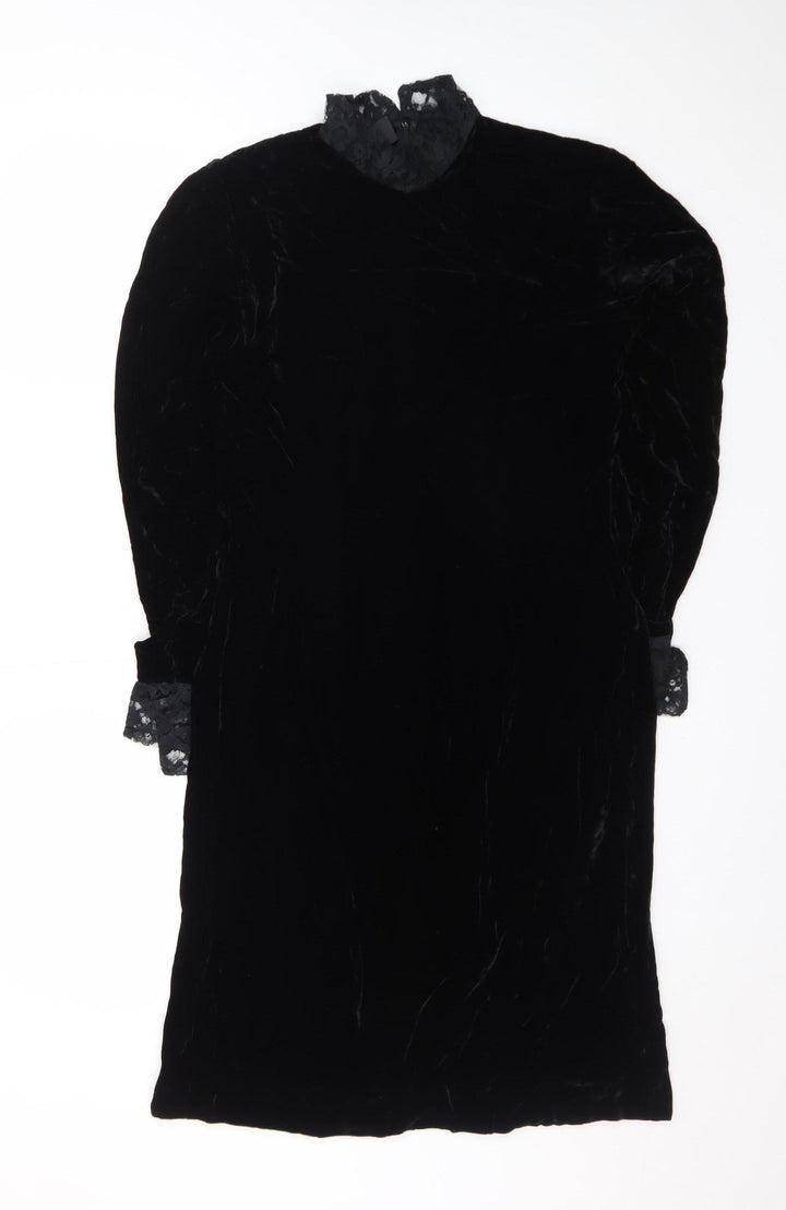 Baldanza Women’s Black Velvet Lace High Neck Formal Dress Size 8