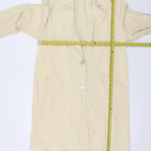 ZARA Women Beige Long Blazer XS Single Breasted Notch Lapel