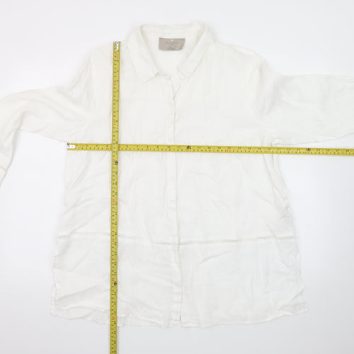 Paul Costelloe Women’s White Linen Long Sleeve Button-Up Shirt Size 16