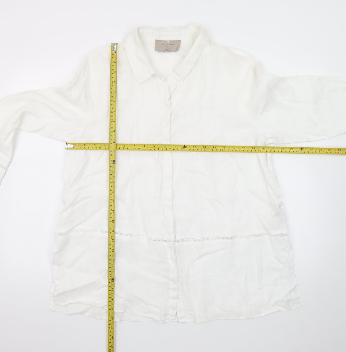 Paul Costelloe Women’s White Linen Long Sleeve Button-Up Shirt Size 16