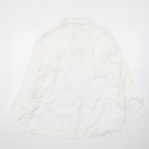 Paul Costelloe Women’s White Linen Long Sleeve Button-Up Shirt Size 16