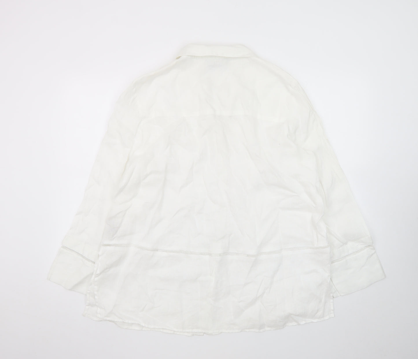 Paul Costelloe Women’s White Linen Long Sleeve Button-Up Shirt Size 16