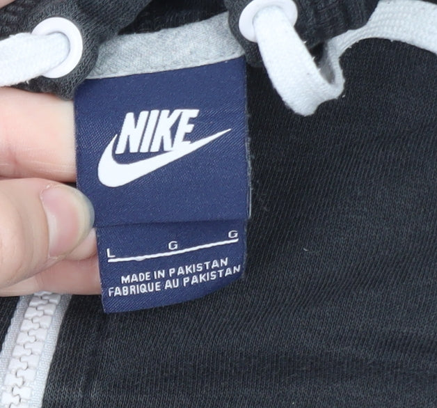 Nike Mens Black Full Zip Hoodie L Sportswear Cotton Blend