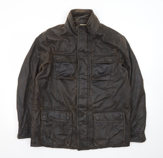 John Lewis Men Brown Waxed Cotton Field Jacket Medium