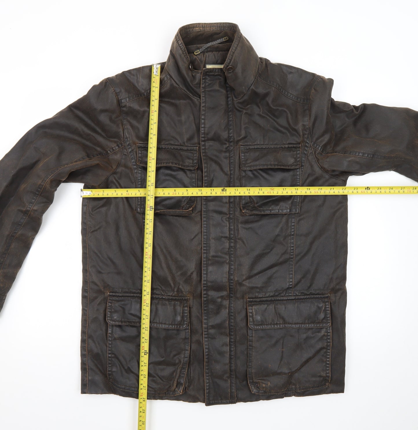 John Lewis Men Brown Waxed Cotton Field Jacket Medium