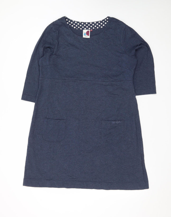 Weird Fish Women’s Blue Knee Length Shift Dress Size 16