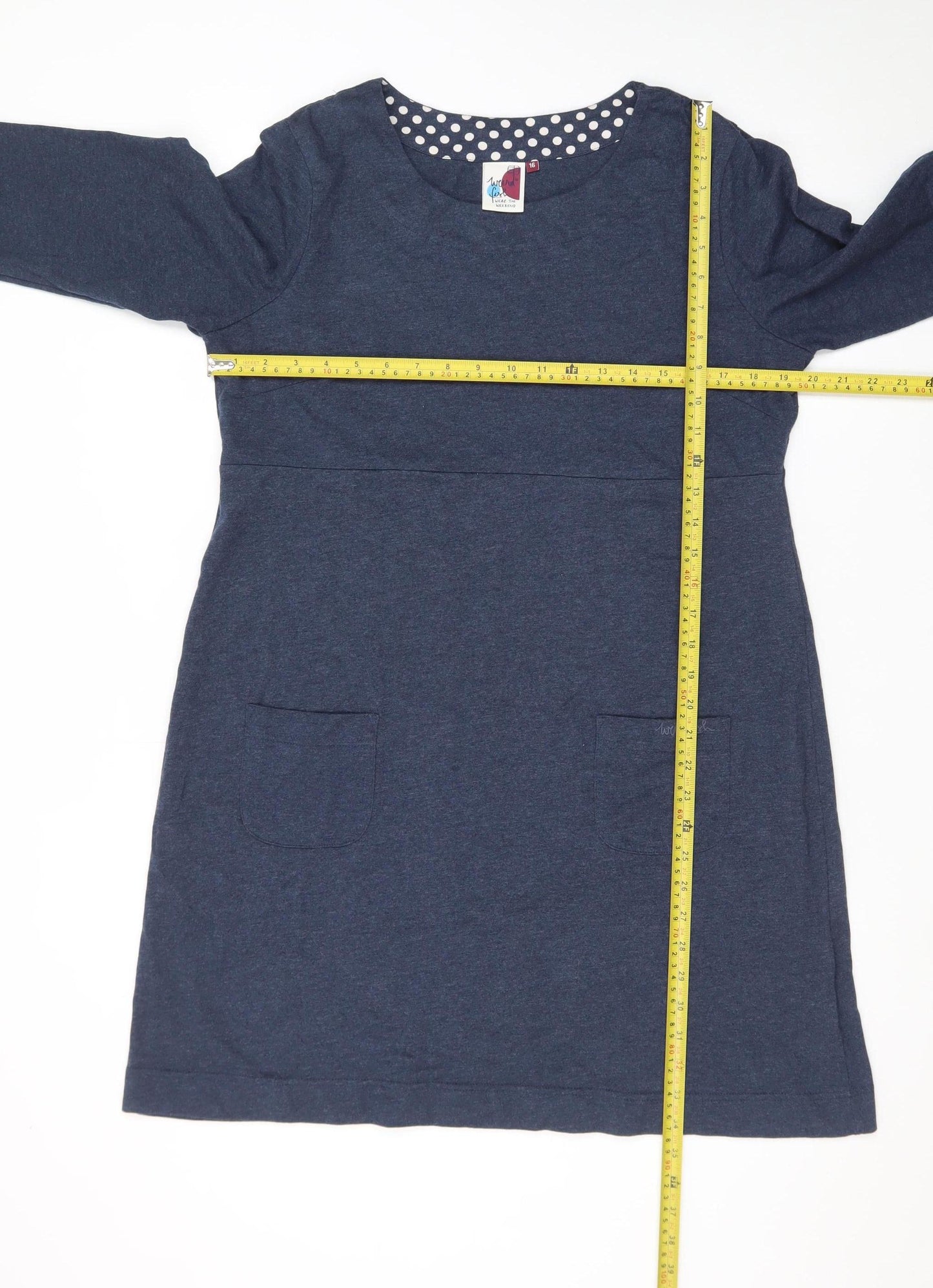 Weird Fish Women’s Blue Knee Length Shift Dress Size 16