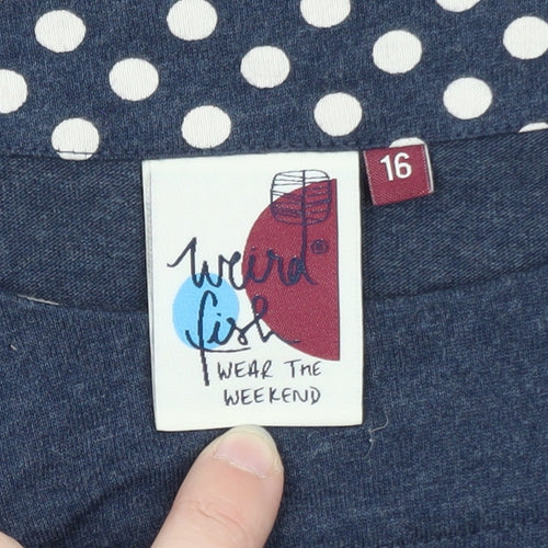Weird Fish Women’s Blue Knee Length Shift Dress Size 16