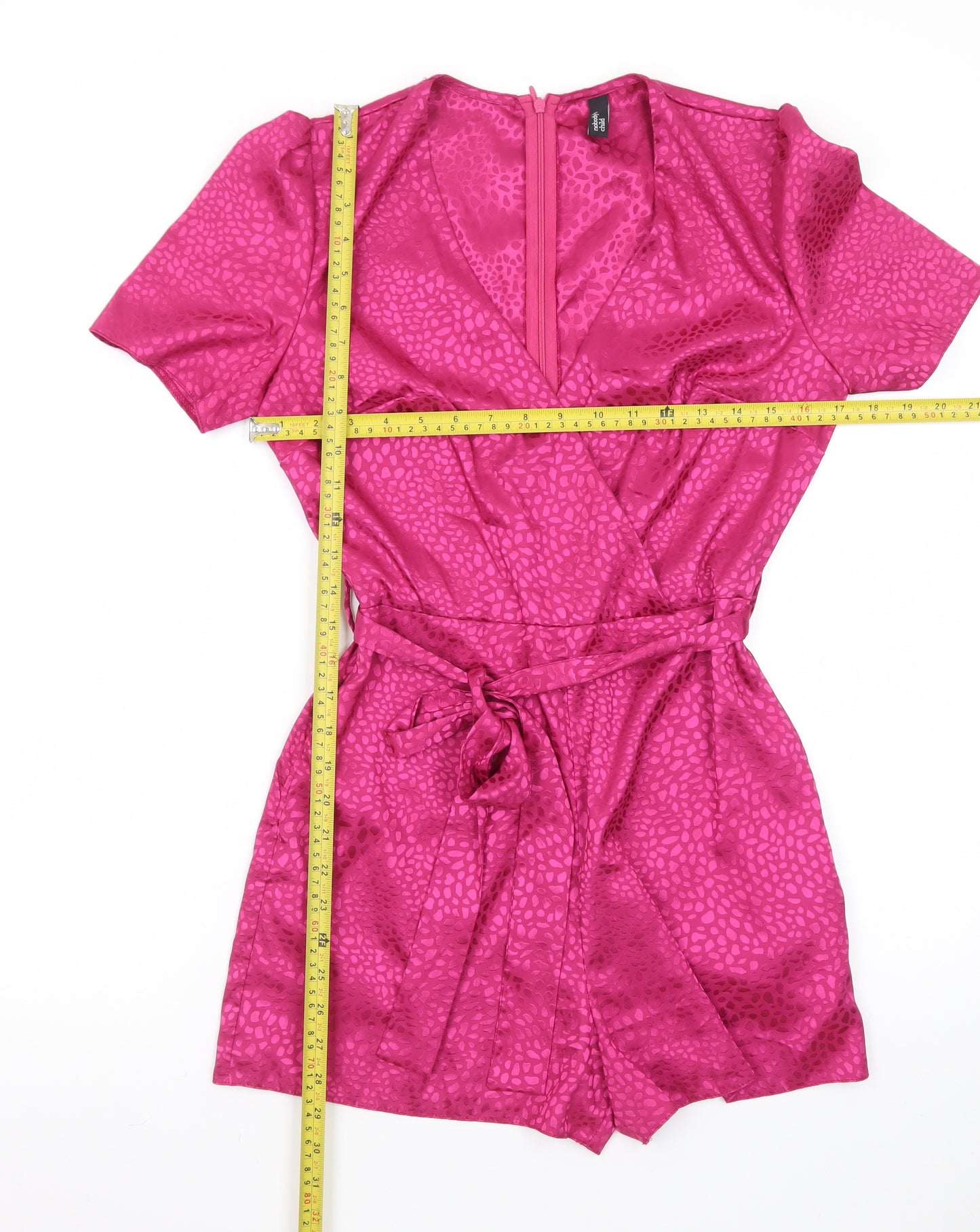 Nobody's Child Women's Pink Wrap Dress Size 8 Satin Short Sleeve
