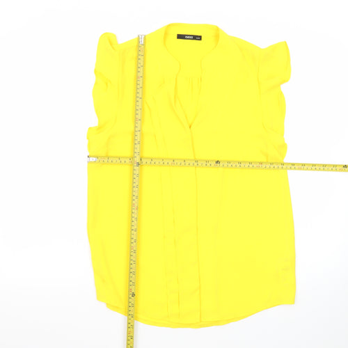 Oasis Women's Yellow Ruffle Sleeve V-Neck Blouse Size 10