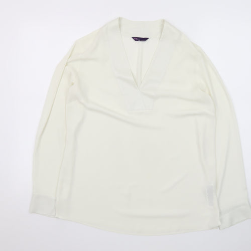 Marks and Spencer Women’s Ivory V-Neck Long Sleeve Blouse Size 10