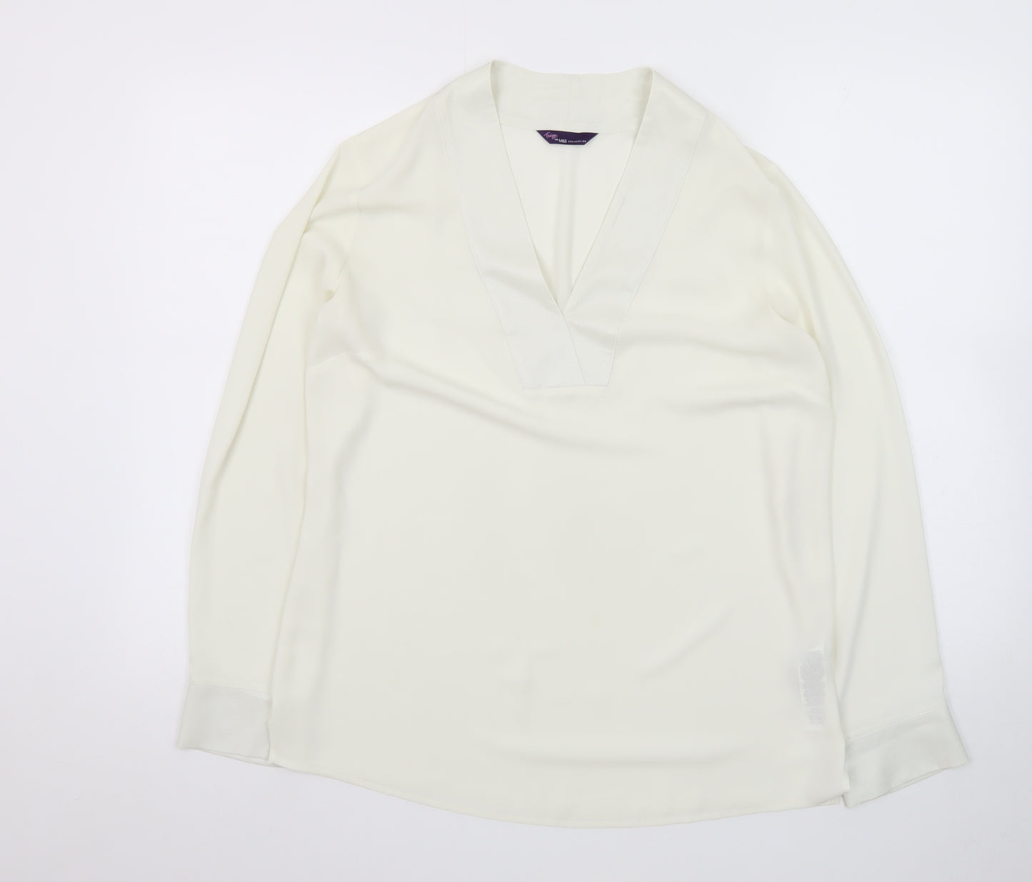 Marks and Spencer Women’s Ivory V-Neck Long Sleeve Blouse Size 10