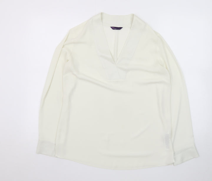 Marks and Spencer Women’s Ivory V-Neck Long Sleeve Blouse Size 10
