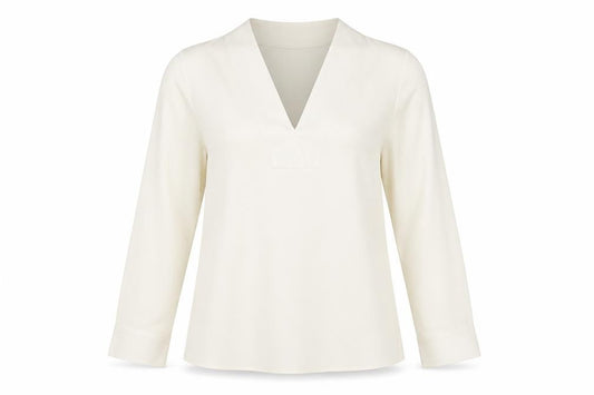 Front view of Marks & Spencer Women’s Ivory V-Neck Long Sleeve Blouse, size UK 10