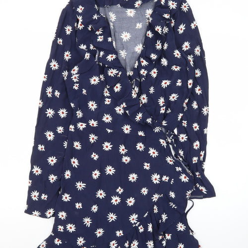 Nobody's Child Women's Blue Floral Wrap Dress Size 12
