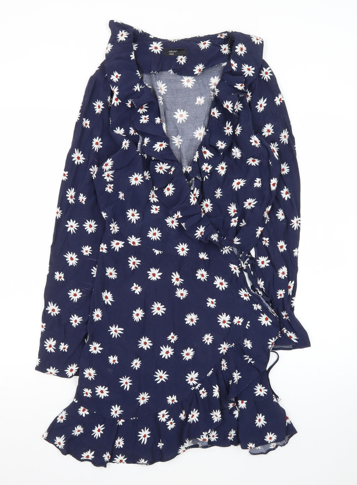 Nobody's Child Women's Blue Floral Wrap Dress Size 12