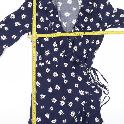 Nobody's Child Women's Blue Floral Wrap Dress Size 12