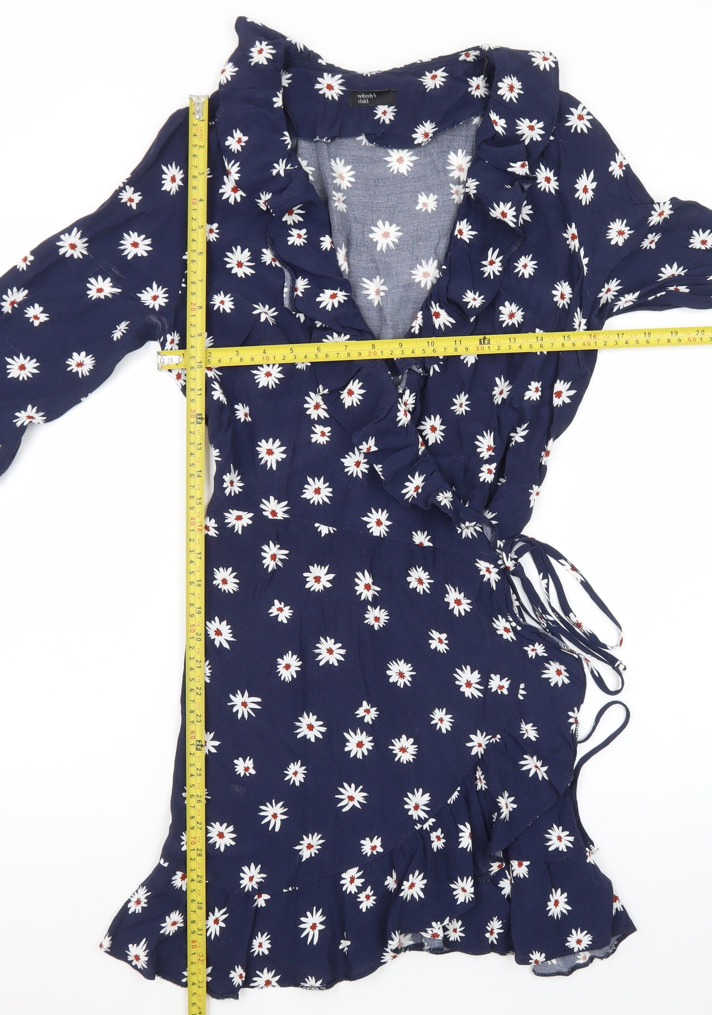Nobody's Child Women's Blue Floral Wrap Dress Size 12