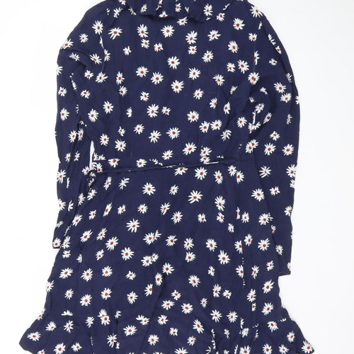 Nobody's Child Women's Blue Floral Wrap Dress Size 12