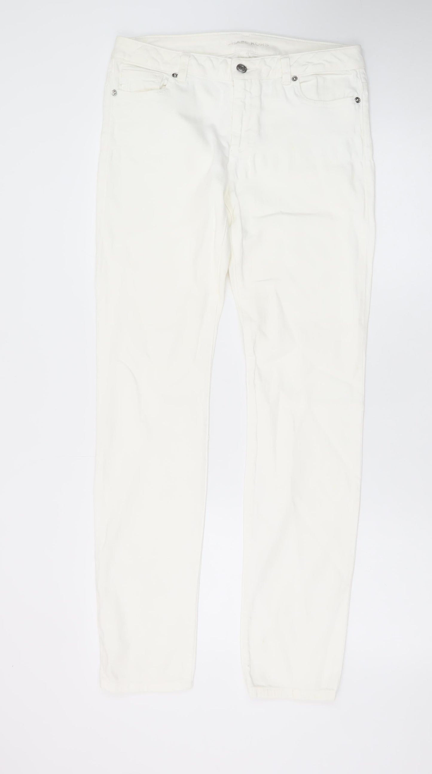 Michael Kors Women's White Skinny Jeans Size 10 Slim Fit Denim