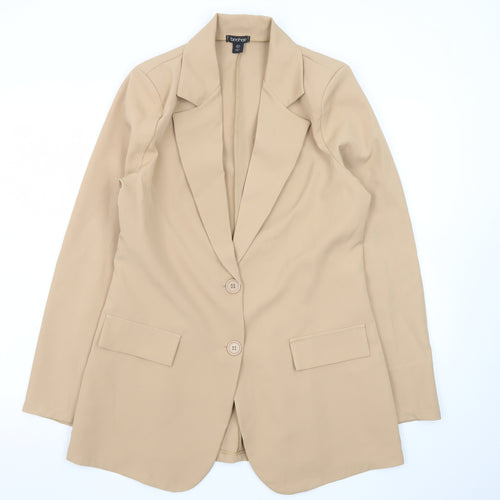 Boohoo Women Beige Regular Long Sleeve Blazer Jacket UK 10