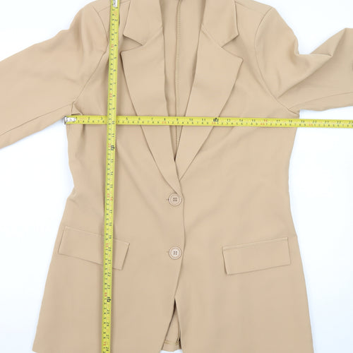 Boohoo Women Beige Regular Long Sleeve Blazer Jacket UK 10