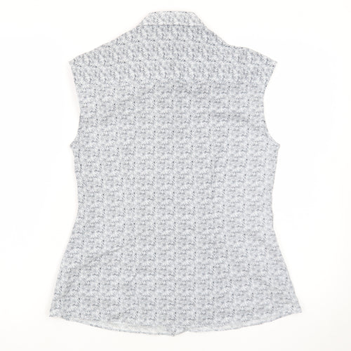 The Savile Row Company Women’s Blue Floral Sleeveless Button-Up Shirt Size 8