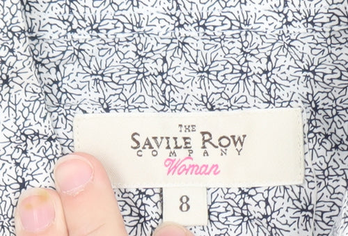 The Savile Row Company Women’s Blue Floral Sleeveless Button-Up Shirt Size 8