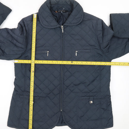 Kaleidoscope Women's Blue Quilted Mid-Length Jacket UK 14
