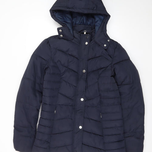 Dorothy Perkins Women’s Blue Tall Size 10 Quilted Hooded Puffer Jacket