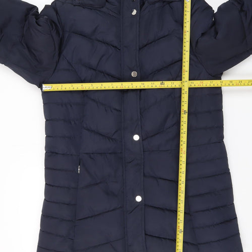 Dorothy Perkins Women’s Blue Tall Size 10 Quilted Hooded Puffer Jacket