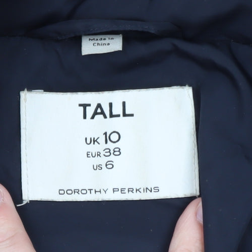 Dorothy Perkins Women’s Blue Tall Size 10 Quilted Hooded Puffer Jacket