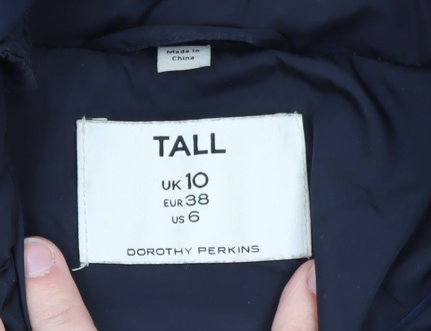 Dorothy Perkins Women’s Blue Tall Size 10 Quilted Hooded Puffer Jacket