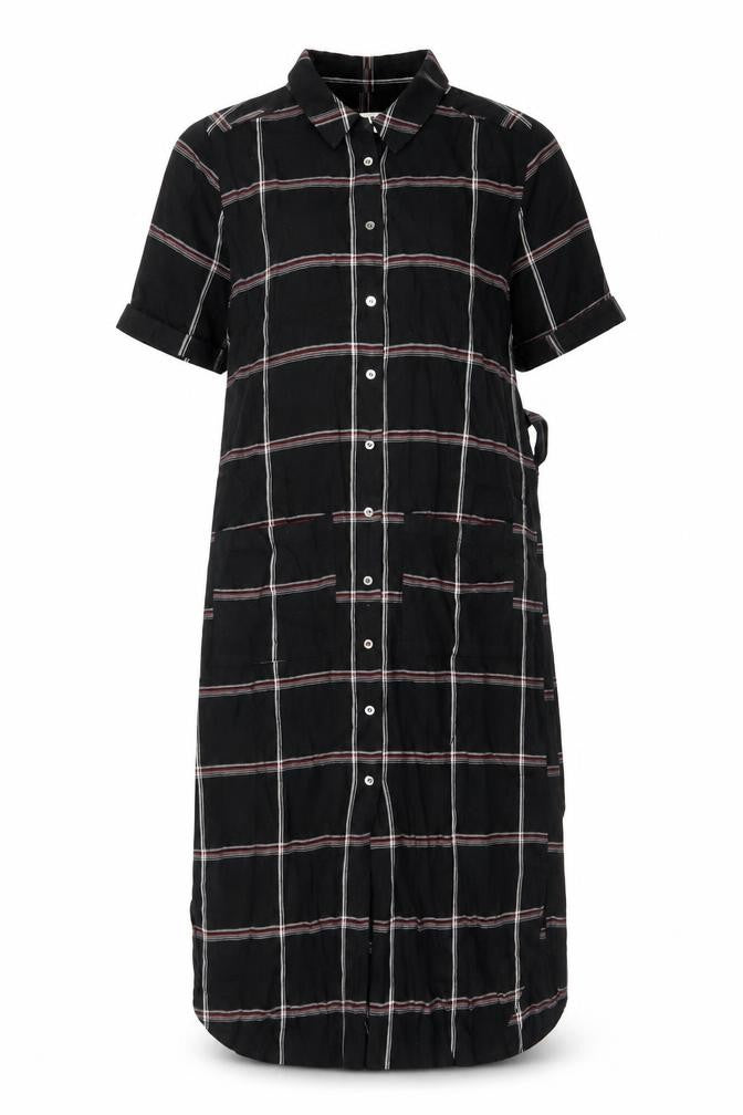 Whistles Women's Black Check Shirt Dress Size 8 Short Sleeve