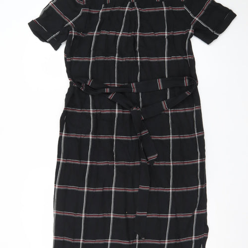 Whistles Women's Black Check Shirt Dress Size 8 Short Sleeve