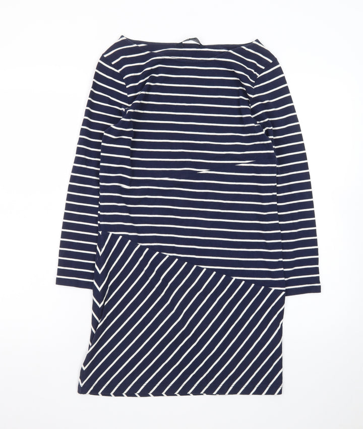 French Connection Women Blue Striped Shift Dress Size 10