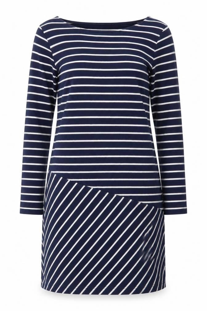 French Connection Women Blue Striped Shift Dress Size 10