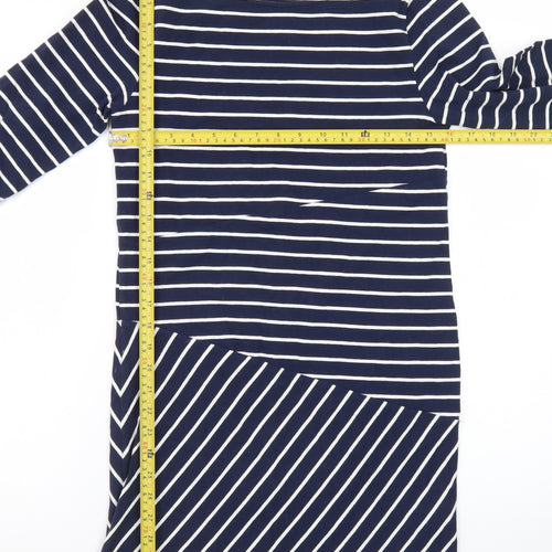 French Connection Women Blue Striped Shift Dress Size 10