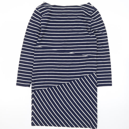 French Connection Women Blue Striped Shift Dress Size 10