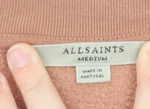 AllSaints Women’s Pink Pullover Sweatshirt Medium Cotton Blend