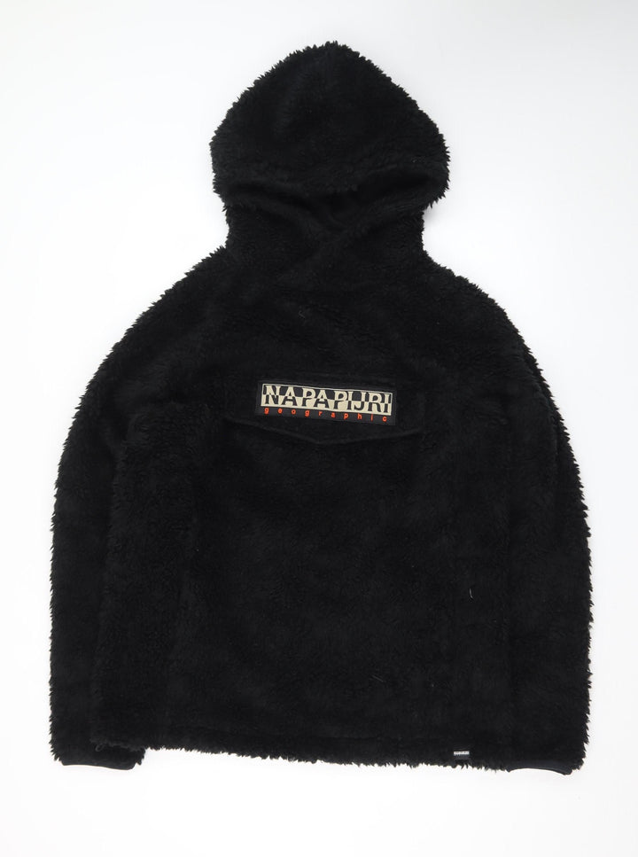Napapijri Men's Black Fleece Pullover Hoodie Small
