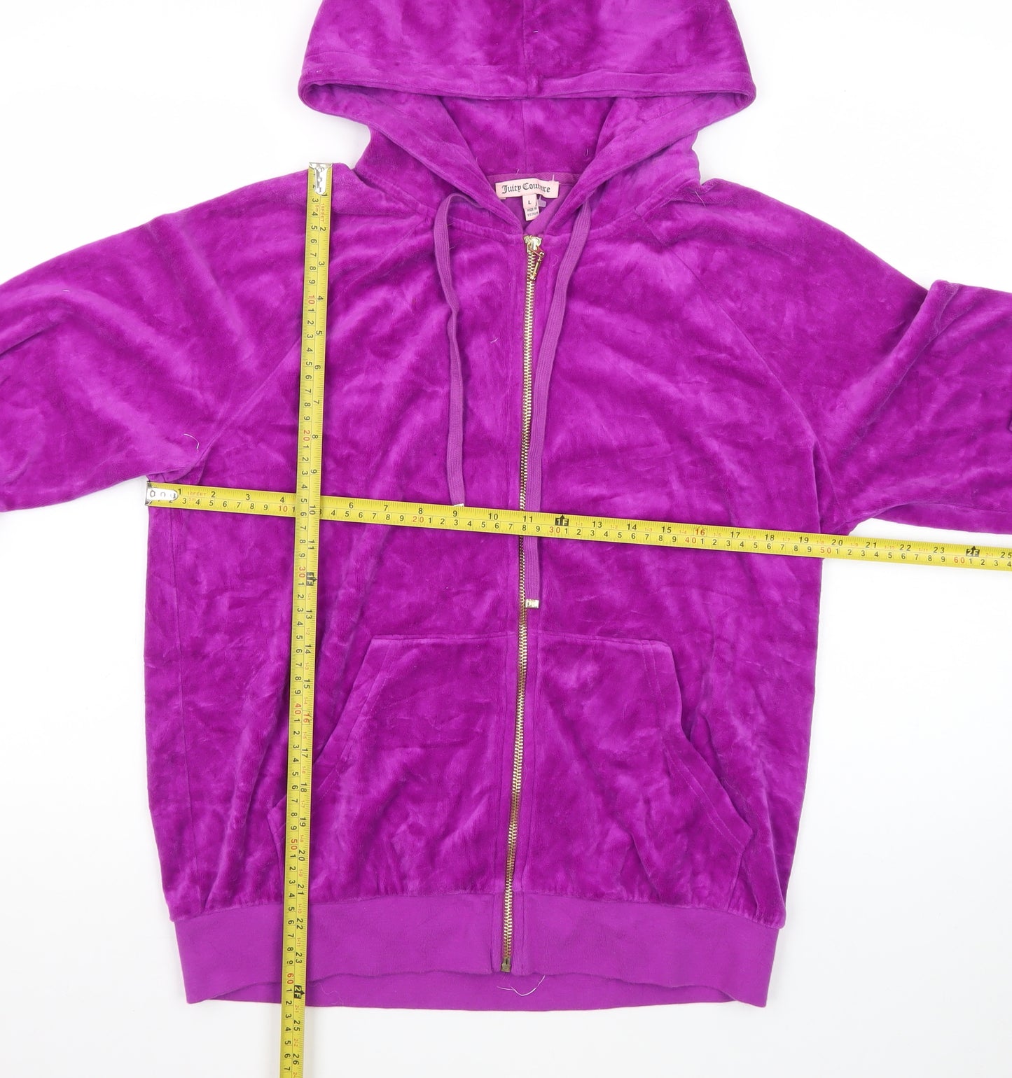 Juicy Couture Women's Purple Velour Full Zip Hoodie Size L