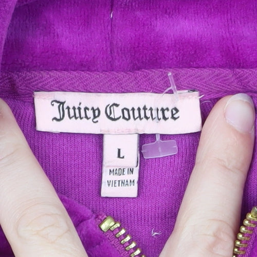 Juicy Couture Women's Purple Velour Full Zip Hoodie Size L