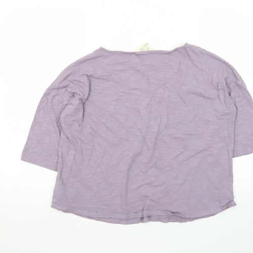 Seasalt Cornwall Women's Purple Organic Cotton 3/4 Sleeve T-Shirt UK 12