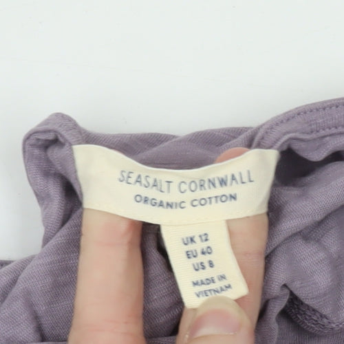 Seasalt Cornwall Women's Purple Organic Cotton 3/4 Sleeve T-Shirt UK 12