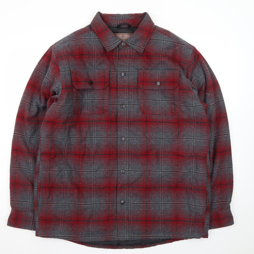 Rugged Elements Mens Red Check Flannel Puffer Jacket L