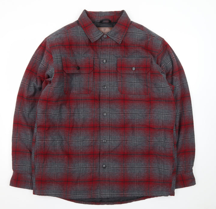 Rugged Elements Mens Red Check Flannel Puffer Jacket L