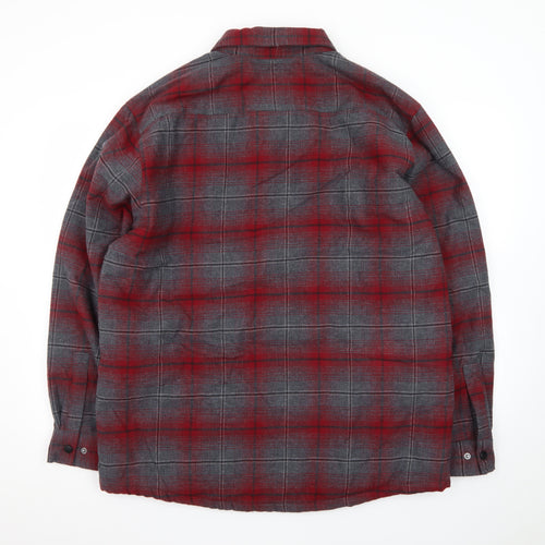 Rugged Elements Mens Red Check Flannel Puffer Jacket L