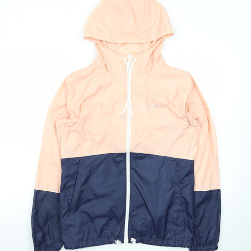 Columbia Women's Pink and Navy Lightweight Hooded Windbreaker Jacket Size S