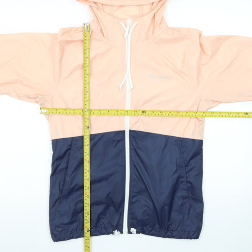 Columbia Women's Pink and Navy Lightweight Hooded Windbreaker Jacket Size S